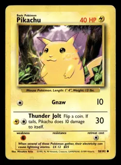 Pikachu 58/102 Common Base Set Unlimited Pokemon Card - 1 - Image 2