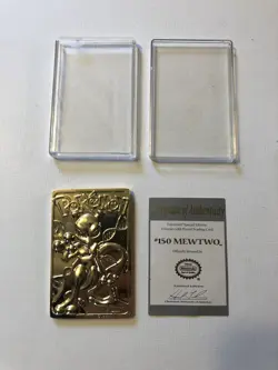 1999 Pokemon MEWTWO #150 Gold Bar Card Limited Edition Burger King Gold Plated - Image 1