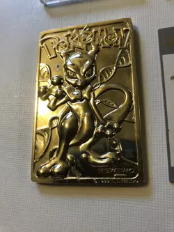 1999 Pokemon MEWTWO #150 Gold Bar Card Limited Edition Burger King Gold Plated - Image 2