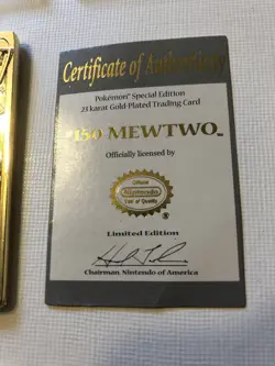 1999 Pokemon MEWTWO #150 Gold Bar Card Limited Edition Burger King Gold Plated - Image 4