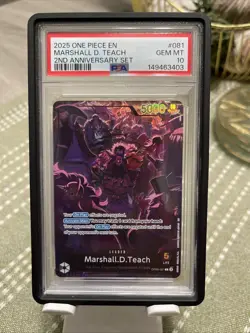 One Piece 2025 English Version 2nd Anniversary Set #081 Marshall D. Teach PSA 10 - Image 1
