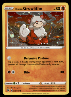 Hisuian Growlithe 070/189 - Cosmos Holo - SWSH Astral Radiance - Pokemon TCG NM - Image 1