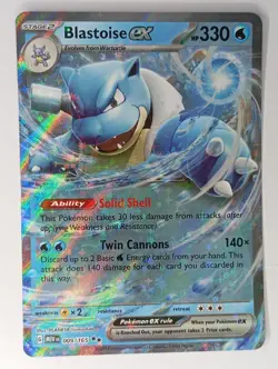 Blastoise ex 009/165 - Scarlet & Violet 151 - Holo Double Rare - Pokemon - NM - Image 1