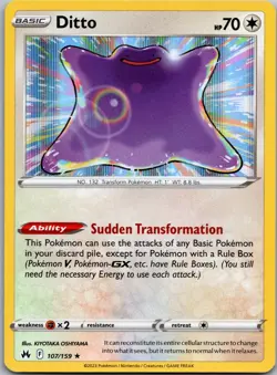 Ditto 107/159 Crown Zenith Holo Rare Pokemon 2023 - Image 1