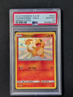 2019 POKEMON SUN & MOON HIDDEN FATES #SV6 CHARMANDER-HOLO HIDDEN FATES PSA 10 - Image 1