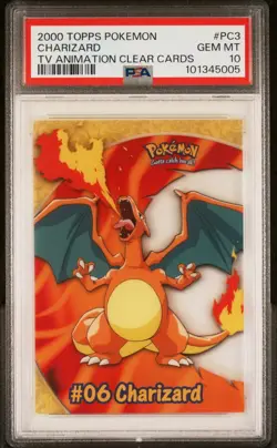 2000 TOPPS POKEMON TV ANIMATION CLEAR CARDS PC3 CHARIZARD PSA 10 - Image 3