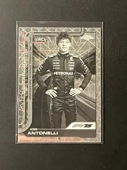 2025 Topps Chrome F1 Kimi Antonelli RC Black and White Laser Refractor #8 OP76 - Image 1
