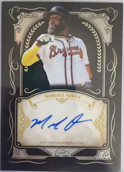 Marcell Ozuna 2026 Topps Chrome Ink Strokes On Card Auto #IS-MO. Atlanta Braves. - Image 1