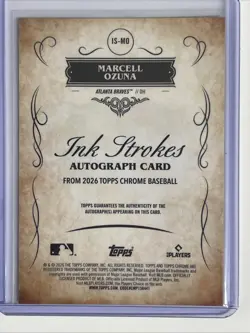 Marcell Ozuna 2026 Topps Chrome Ink Strokes On Card Auto #IS-MO. Atlanta Braves. - Image 2