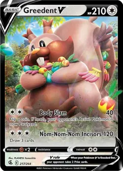 Pokemon TCG Pokemon Greedent V Ultra Rare Holo Fusion strike - Image 1