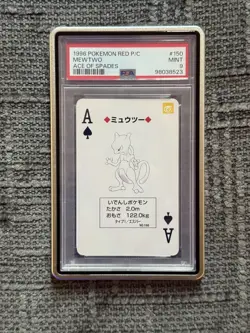 1996 POKEMON RED VERSION PLAYING CARDS ACE OF SPADES #150 MEWTWO PSA 9 - Image 1