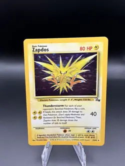 1999 Pokemon Fossil Zapdos #15/62 Holo MP-HP - Image 1