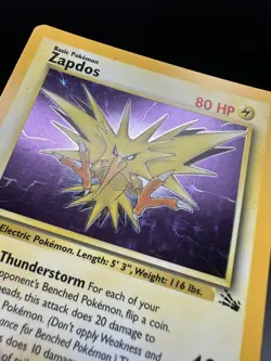 1999 Pokemon Fossil Zapdos #15/62 Holo MP-HP - Image 3