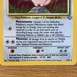 Wizards of the Coast Pokemon TCG Jungle Clefable Holo Rare 1/64 70 HP English - Image 4