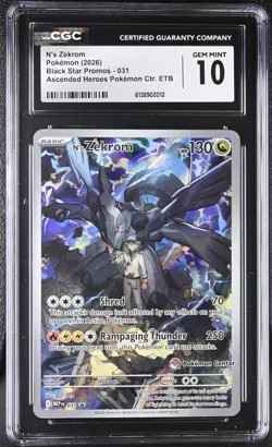 CGC 10 - N's Zekrom 031 MEP Pokemon Center STAMPED Promo Ascended Heroes PC ETB - Image 1