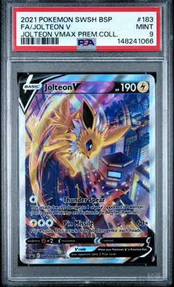 2021 POKEMON SWSH BLACK STAR PROMO #183 FULL ART/JOLTEON V PSA 9 - Image 1