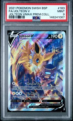 2021 POKEMON SWSH BLACK STAR PROMO #183 FULL ART/JOLTEON V PSA 9 - Image 1