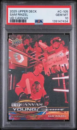 2025-26 Upper Deck UD Canvas Young Guns Sam Rinzel PSA 10 #C-105 Chicago - Image 1