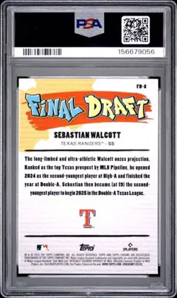 2025 BOWMAN DRAFT FINAL DRAFT #FD-8 SEBASTIAN WALCOTT🔥PSA 10🔥LOW POP🔥 - Image 2