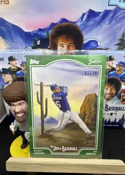 🔥2025 Topps X Bob Ross the Joy of Baseball - Wyatt Langford #37 Sap Green /75 - Image 1
