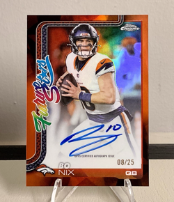 2025 Topps Chrome Bo Nix Orange Refractor 8/25 Future Stars Auto #FSA-BN - Image 1