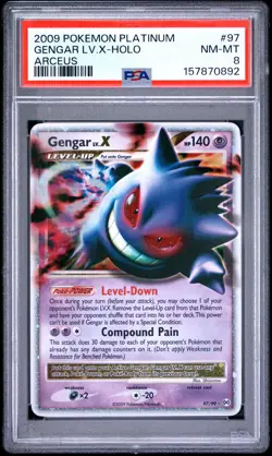 2009 POKEMON PLATINUM ARCEUS #97 GENGAR LV.X-HOLO PSA 8 - Image 1