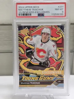 2024 Upper Deck Matthew Tkachuk Young Guns Renewed UD Exclusives /100 PSA 8 - Image 1