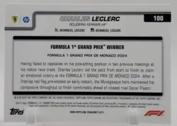 2025 Topps Formula 1 F1 Chrome Charles LeClerc #100 Ferrari Grand Prix Winner - Image 2