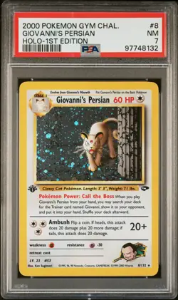 2000 POKEMON GYM CHALLENGE HOLO-1ST EDITION #8 GIOVANNI'S PERSIAN PSA 7 - Image 1
