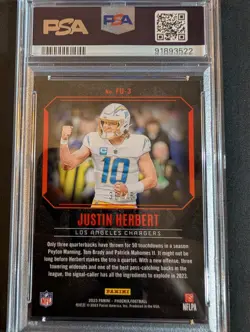 JUSTIN HERBERT #/75 SP Orange Prizm Fired Up Parallel PSA 8 LA Chargers - Image 4