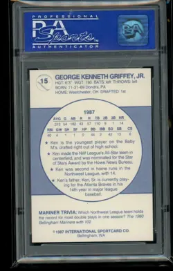 Ken Griffey Jr - 1987 Bellingham Mariners RC - PSA 8 - GOAT - HOF - Image 2