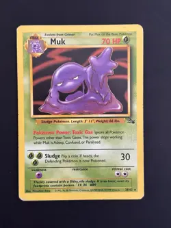 Pokemon TCG Vintage Muk 28/62 Fossil Regular Non-Holo Card LP Condition - Image 1