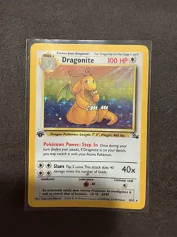 1ST EDITION DRAGONITE Fossil HOLO RARE WOTC Card #4 4/62 1999 Pokemon TCG Vtg - Image 1