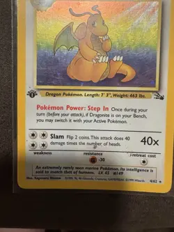1ST EDITION DRAGONITE Fossil HOLO RARE WOTC Card #4 4/62 1999 Pokemon TCG Vtg - Image 3