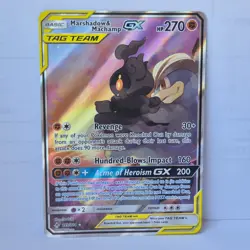 Pokemon TCG Marshadow & Machamp GX Full Art Tag Team Unbroken Bonds 199/214 - Image 1