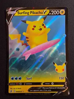 Surfing Pikachu V 008/025 Celebrations Holo Near mint - Image 1