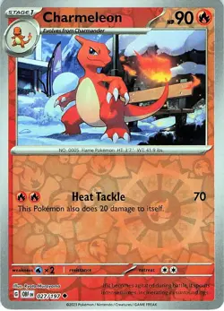 Charmeleon 027/197 - REVERSE HOLO - SV03: Obsidian Flames - NM - Image 1