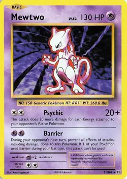 Mewtwo 51/108 Evolutions Rare Pokemon LP - Image 1