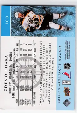 2012-13 Upper Deck Artifacts #100 Zdeno Chara Boston Bruins - Image 2