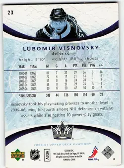 2006-07 Upper Deck Ovation #23 Lubomir Visnovsky - Los Angeles Kings - Image 2