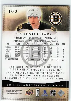 2013-14 Upper Deck Artifacts #100 Zdeno Chara Boston Bruins - Image 2