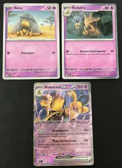 Pokemon 151 Set Abra 063 Kadabra 064 Alakazam Ex 050 Promo Holo Foil Ita Lot - Image 1