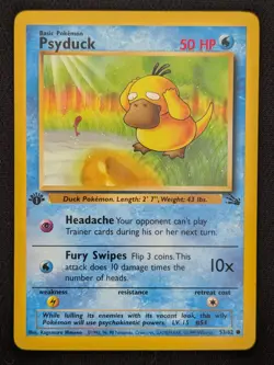 1st Edition Psyduck 53/62 Fossil Set WOTC 1999 Pokemon Card TCG - Image 1