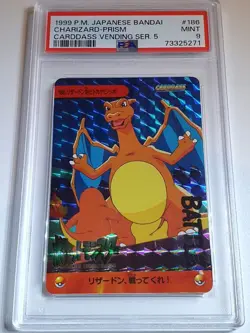 1999 Pocket Monsters Japanese Charizard PRISM Bandai Cardass Vending - PSA 9 - Image 1