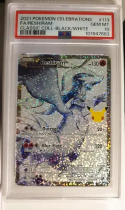 Reshiram PSA 10 113/114 2021 Celebrations Pokemon Classic Coll- Black/White - Image 1