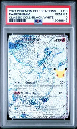 2021 POKEMON CELEBRATIONS CLASSIC COLLECTION #113 FULL ART/RESHIRAM PSA 10 - Image 1