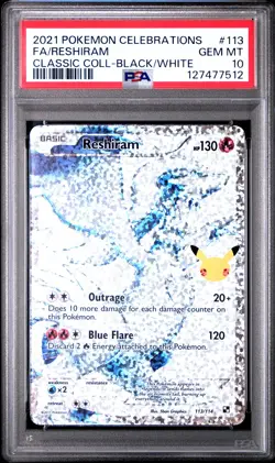 2021 POKEMON CELEBRATIONS CLASSIC COLL #113 FULL ART/RESHIRAM PSA 10 - Image 1