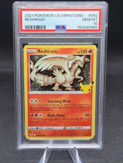 2021 Pokemon Celebrations #002 Reshiram Holo PSA 10 GEM MINT - Image 1