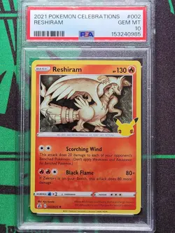 2021 Pokemon Celebrations #002 Reshiram Holo PSA 10 GEM MINT - Image 3