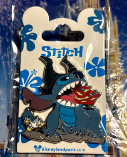 🐉 Stitch Crashes Maleficent Fire Breathing Dragon Pin: Stitch Ducklings DLP Pin - Image 1